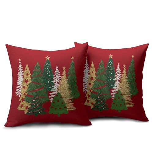 Robvobe Christmas Pillow Covers 18x18 Set of 2 - Tree Print Decor