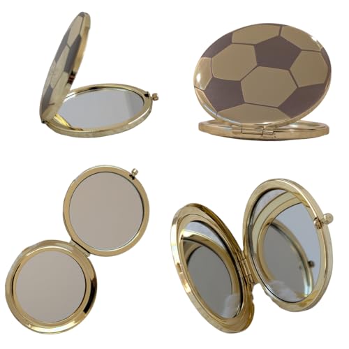 Gold Compact Makeup Mirror - 2X Magnifying Travel Mirror for Soccer Fans