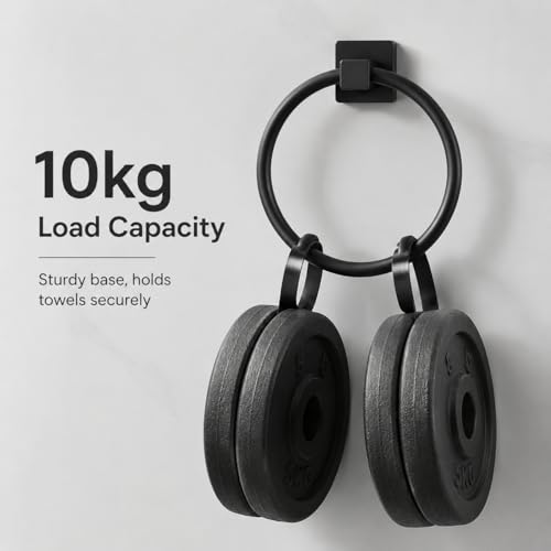 Matte Black Stainless Steel Towel Ring - 180° Rotatable Holder
