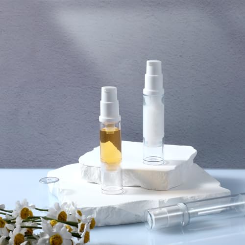 Apausvcm 4 Pcs 10ml Clear Empty Airless Pump Bottles Refillable Travel Containers
