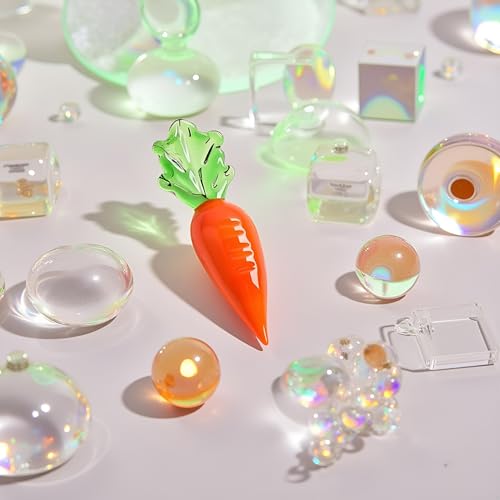 Myuiao Hand-Blown Glass Orange Miniature Figurine Desktop Decor