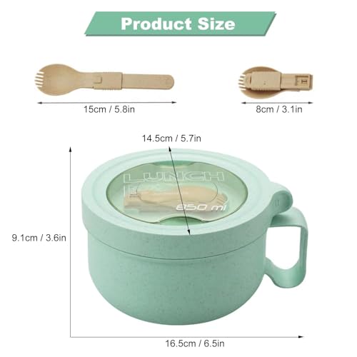 Rarapop 28.7oz Microwave Soup Bowl with Lid - Green Wheat Straw Noodle Mug