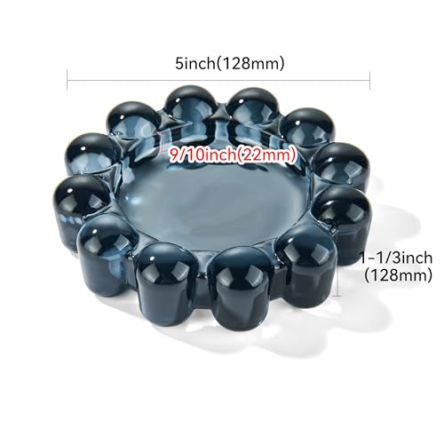 CABDM Black Glass Candle Tray, 5-Inch Modern Bubble Decorative Holder