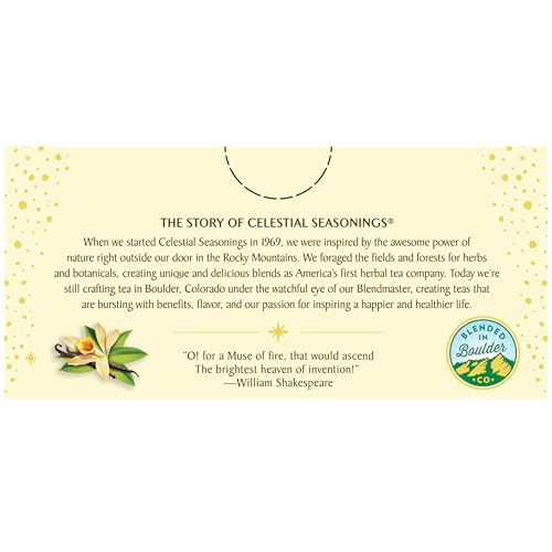 Celestial Seasonings Fireside Vanilla Spice Herbal Tea - 6 Pack, 20 Tea Bags Each, Caffeine-Free