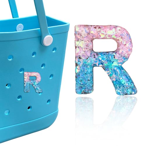 HLUWA Pink & Blue Sequin Letter Charms for Bogg Bag & Beach Totes
