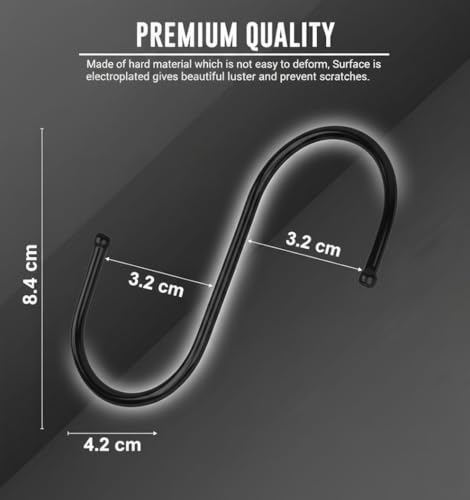 WHITECLOUDZ 30 Pack Black S Hooks, 3.4-Inch Heavy Duty Metal Hanging Hooks