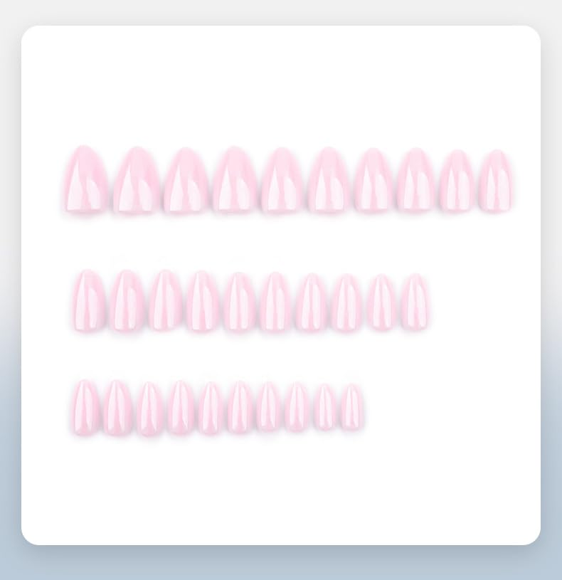 TOGZOM Pink Almond Press on Nails - 30Pcs Glossy Gel Acrylic Fake Nails