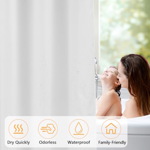 Seenus Waterproof Fabric Shower Curtain Liner, 72x72 Inch White Cloth