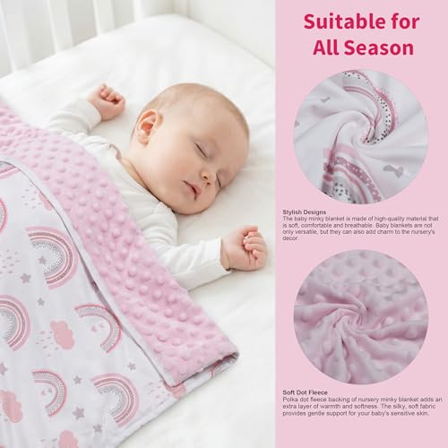 GUNTAIL Soft Baby Blanket - 30x40 Rainbow Dotted Plush Crib Blanket