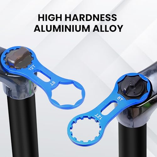 2Pcs Bicycle Fork Cap Wrench, Aluminium Alloy Bike Front Fork Repair Tool, Suspension Forks Cap Spaner Suitable for XCR/XCM/XCT/RST, Blue
