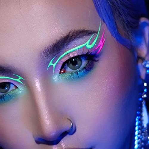 Mysense UV Blacklight Neon Face Paint and Water Activated Eyeliner Teal