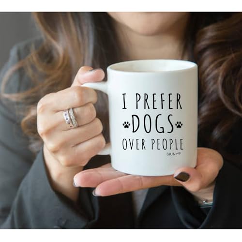 Dog Lover Coffee Mug - I Prefer Dogs Over People, 11 oz - Variation of DOGS