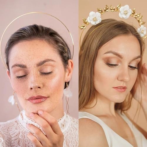 Sluswallow Silver Halo Crown Headband Goddess Metal Hair Hoops