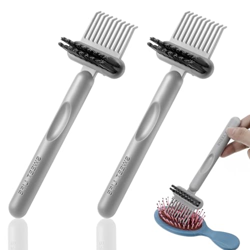 Qianyu 2-in-1 Hair Brush Cleaner Tool & Comb Remover (2-Pack, Grey)