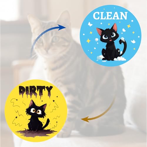 2PCS Reversible Cat Dishwasher Magnet Clean Dirty Sign - Fun Kitchen Decor