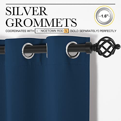NICETOWN Blackout Kitchen Curtain Panel, Moroccan Blue, 55"W x 68"L