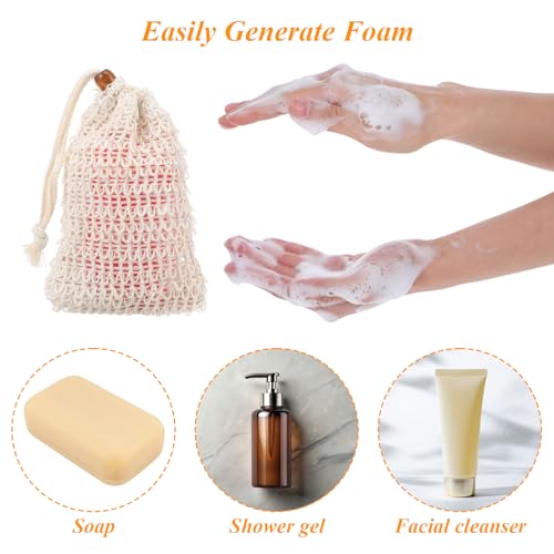 6 Pack Natural Sisal Soap Saver Bag Exfoliating Bar Soap Pouch
