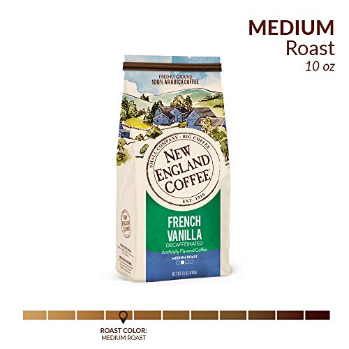 New England Coffee Decaf French Vanilla Ground Coffee, 10 oz Medium Roast