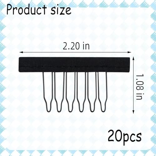 TKYPZY 20 Pcs Metal 6-Teeth Wig Combs & Clips Set for Hairpiece Making