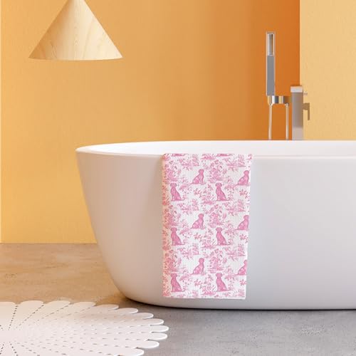 Pink Chinoiserie Labrador Retriever Kitchen Towels - 16x24 Inch