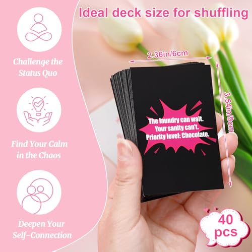 JULEASEL Affirmation Cards for Moms with Wooden Stand - 40 Daily Positive Cards
