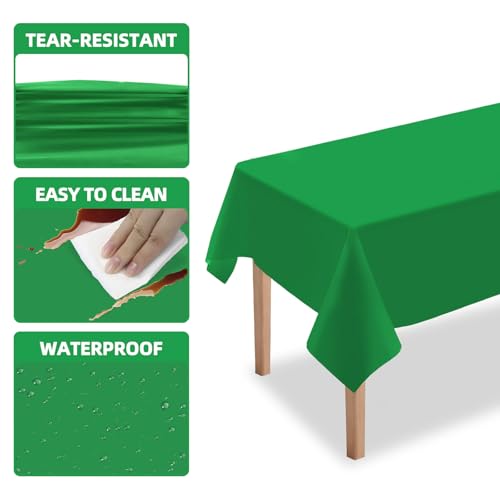 Disposable Green Plastic Tablecloths 54 x 108 Inches - Pack of 2