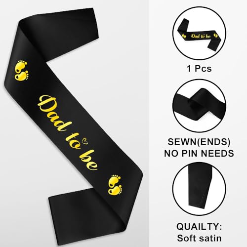 Cool Dad To Be Sash - Black & Gold for Baby Shower Celebrations