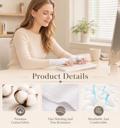 FRCTLNKG 3 Pairs Cotton Fingerless Gloves for Sleeping and Skin Care