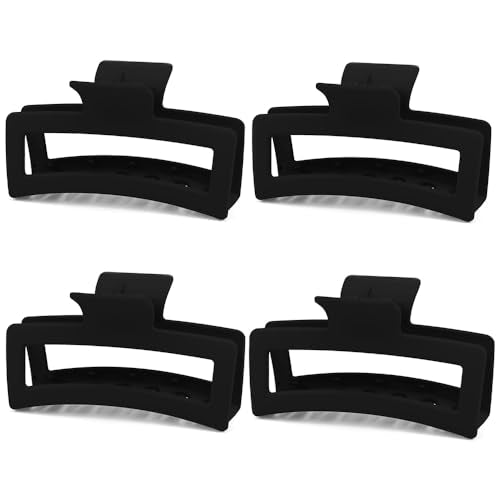 AOPRIE Large Claw Hair Clips for Thick and Thin Hair 4 Pack Black