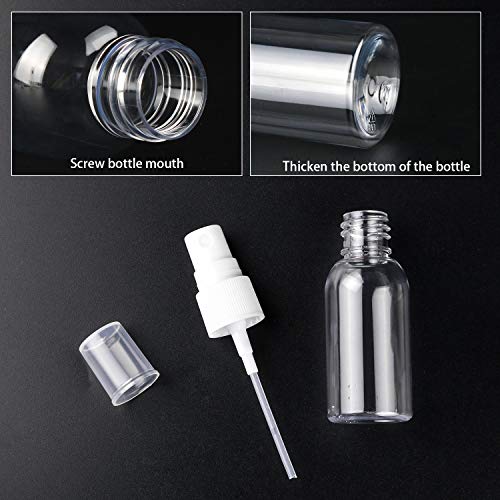 6 Pack Clear Plastic Fine Mist Spray Bottles 30ml Refillable Travel Size