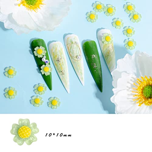 BAIYIYI 100 Pcs 3D Acrylic Resin Sunflower Nail Art Charms