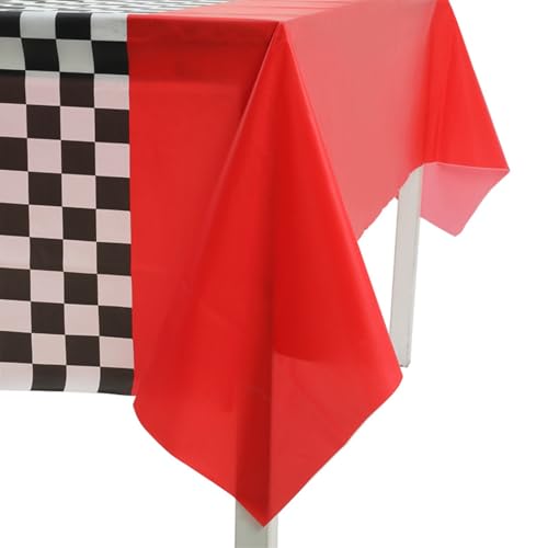Racing Car Racetrack Party Tablecloth, 108x54 Inch Disposable Plastic Table Cover for Kids Birthday