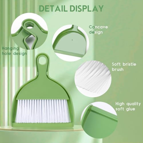 ThinkLearn 2PCS Green Mini Dust Pan and Brush Set for Easy Cleaning