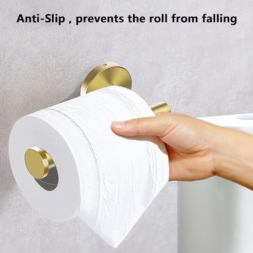 WOOPHEN Toilet Paper Holder, 6-Inch Modern Stainless Steel Roll Dispenser - Gold