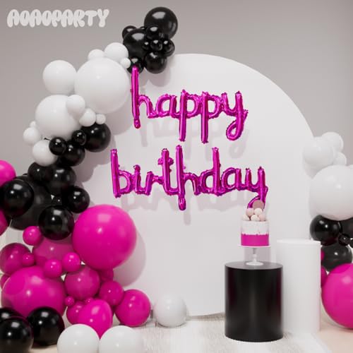 Hot Pink Happy Birthday Balloon Banner - 16 Inch Mylar Foil Decoration