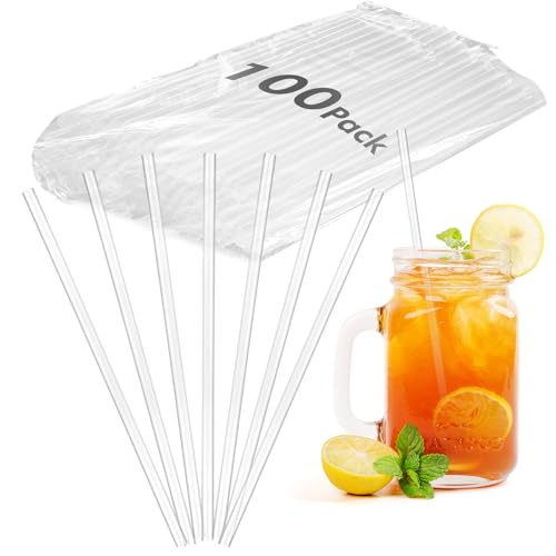 100-Pack Clear Plastic Disposable Drinking Straws, 7.75" BPA-Free Bulk Set