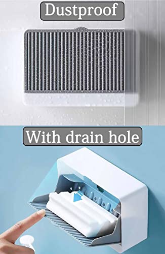 2 Pack Wall-Mounted Soap Holder for Shower - Adhesive Dust-Proof Soap Dish