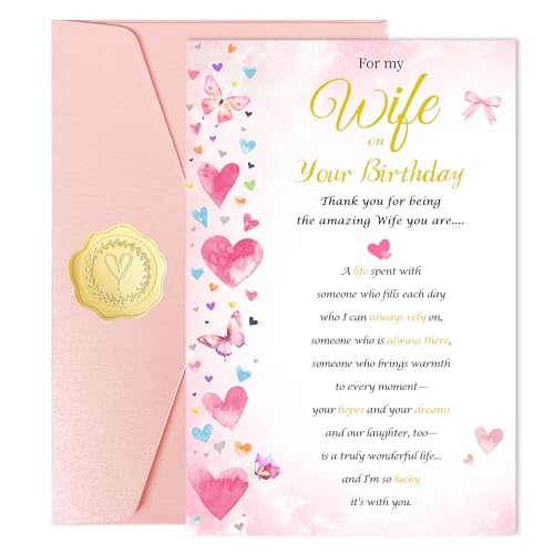 Funny Birthday Card for Wife - Premium 5x7 Romantic Greeting