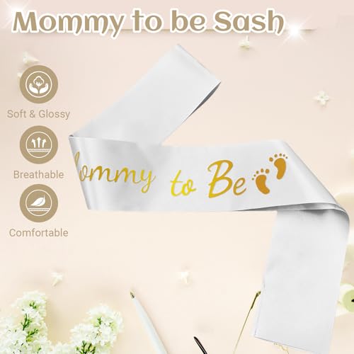 Elegant White Satin 'Mommy to Be' Sash for Baby Showers