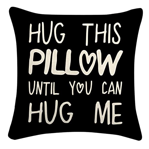 Hug This Pillow Until You Can Hug Me Throw Pillow Cover, 18x18 Black
