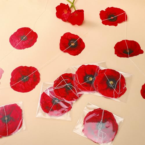 56 Pcs Red Poppy Garland Set for Wizard Party Decoration