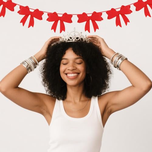 8-Piece Red Bow Garland for Birthday & Baby Shower Decor