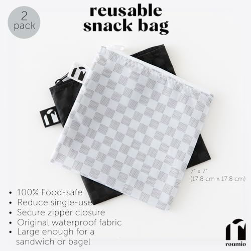 Bumkins Reusable Large Sandwich & Snack Bags - Black Check & Off White