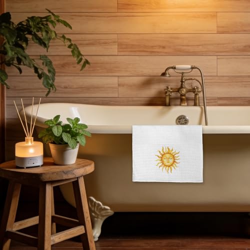 Ocean Towel L Boho Celestial Smiling Sun Kitchen & Bathroom Towel 16x24