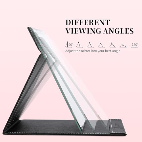DUcare Portable Folding Table Mirror - 6x8 Inch Black Makeup Mirror with Adjustable Stand