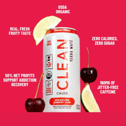 Clean Cause Organic Sparkling Cherry Lime Yerba Mate - 16 oz