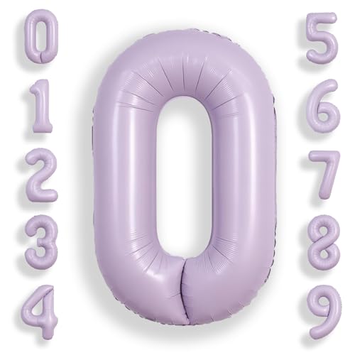SUWEN 40 Inch Lavender Number 0 Balloon - Jumbo Foil Decor