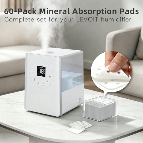 60-Pack Mineral Absorption Pads for Levoit LV600S & LV600HH Humidifiers