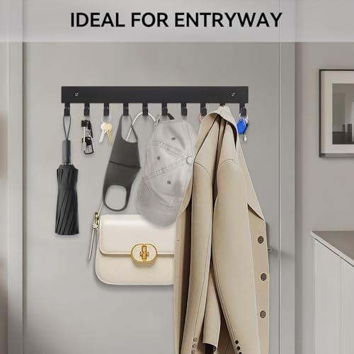 Bonsture Heavy Duty Magnetic Key Holder with 10 Hooks - Matte Black