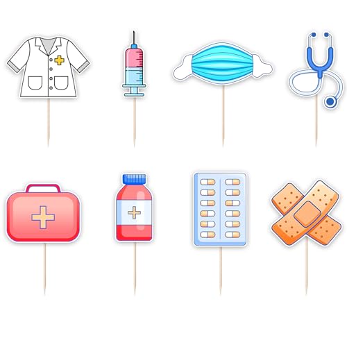 48 Pcs Nurse Graduation Cupcake Toppers RN Nursing Party Picks
